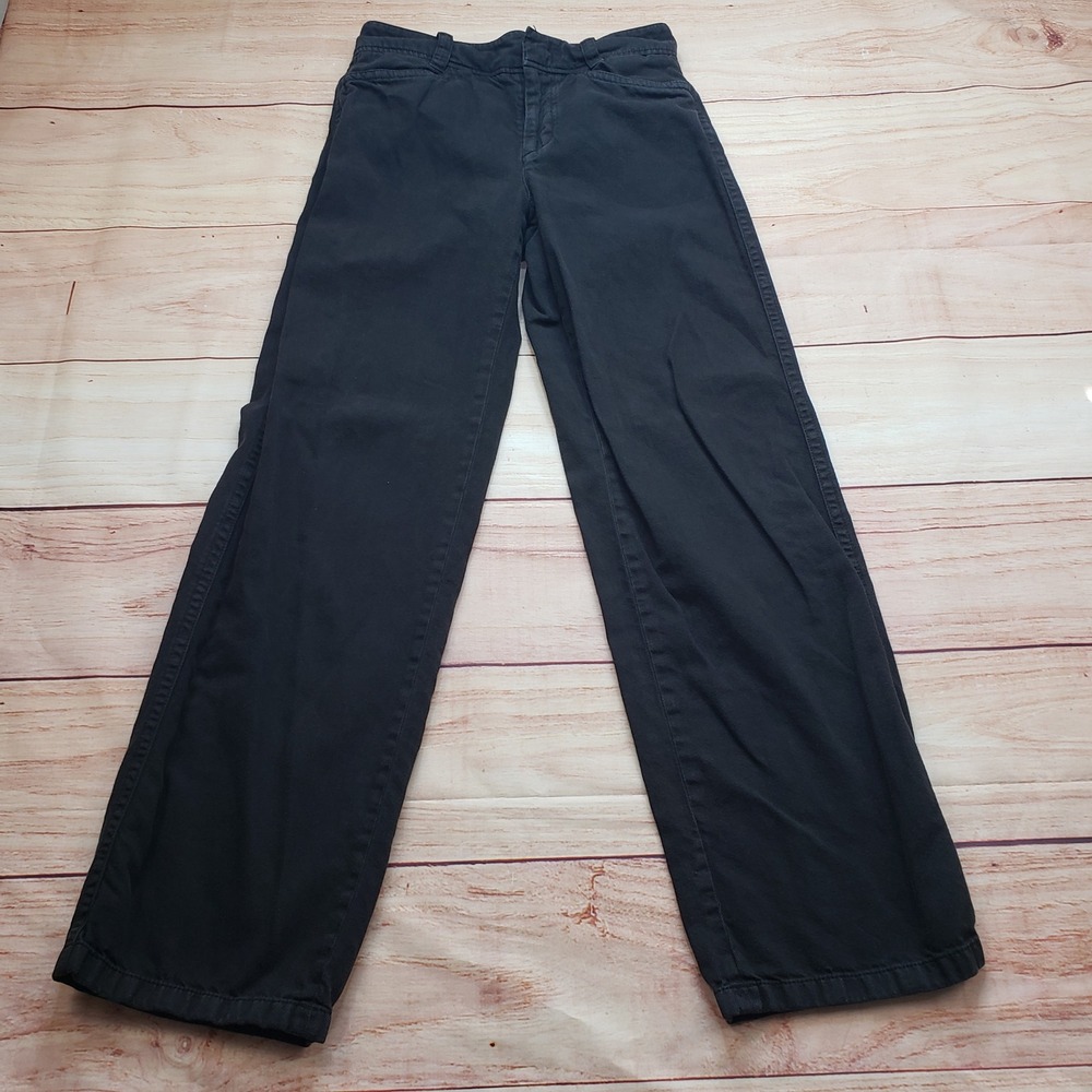Vince Wide Leg Trousers Women 2 Black Cotton Linen‎ Blend High Rise Minimalist